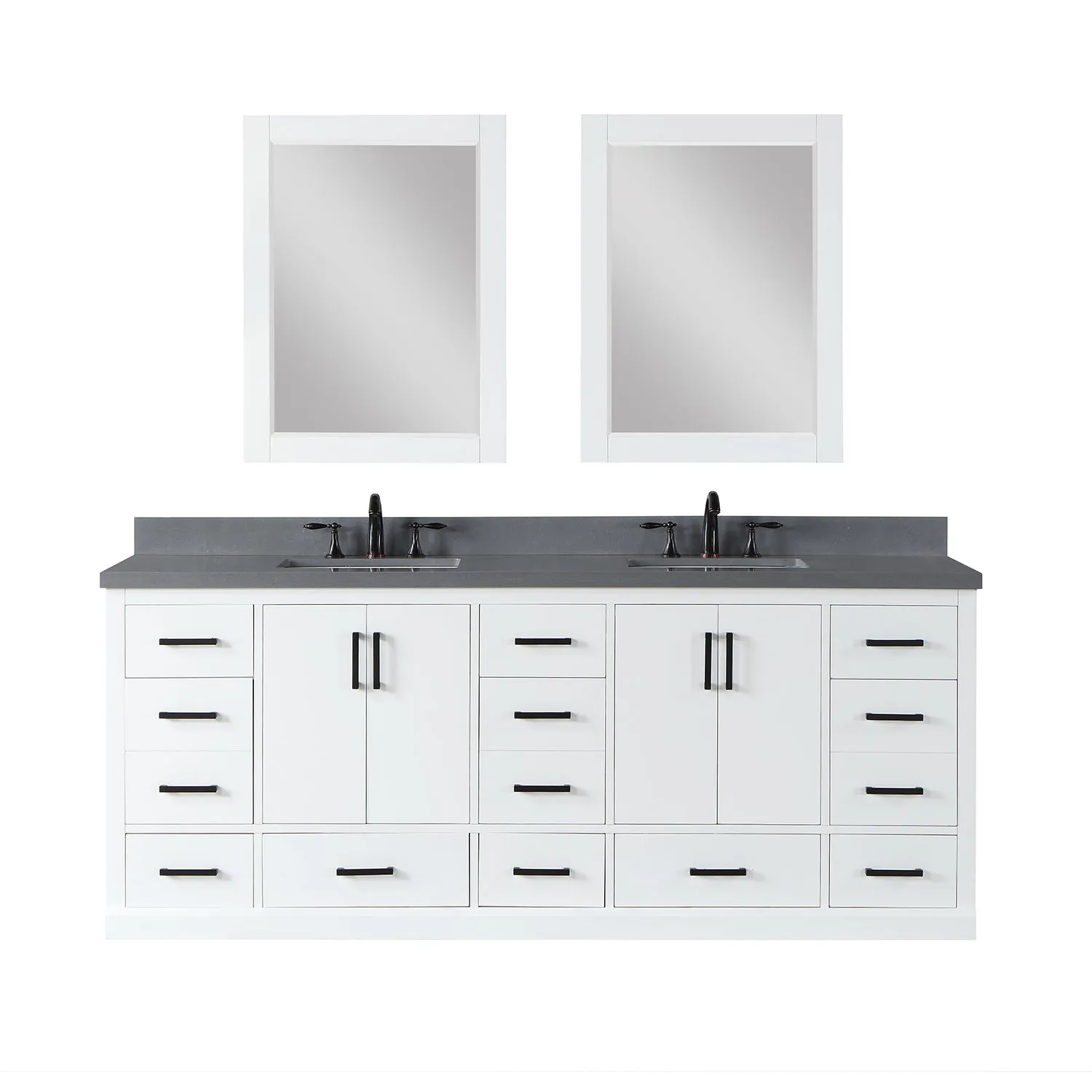 Monna 84" Double Bathroom Vanity Set with Aosta White Composite Stone Countertop