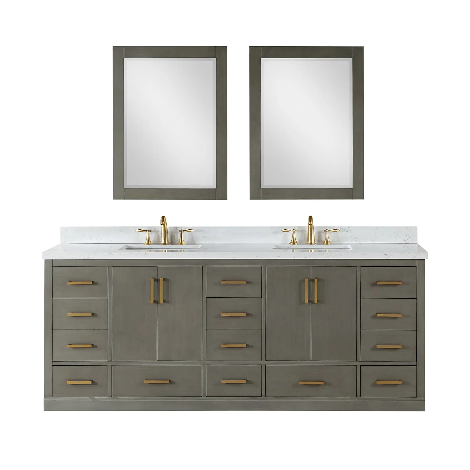 Monna 84" Double Bathroom Vanity Set with Aosta White Composite Stone Countertop