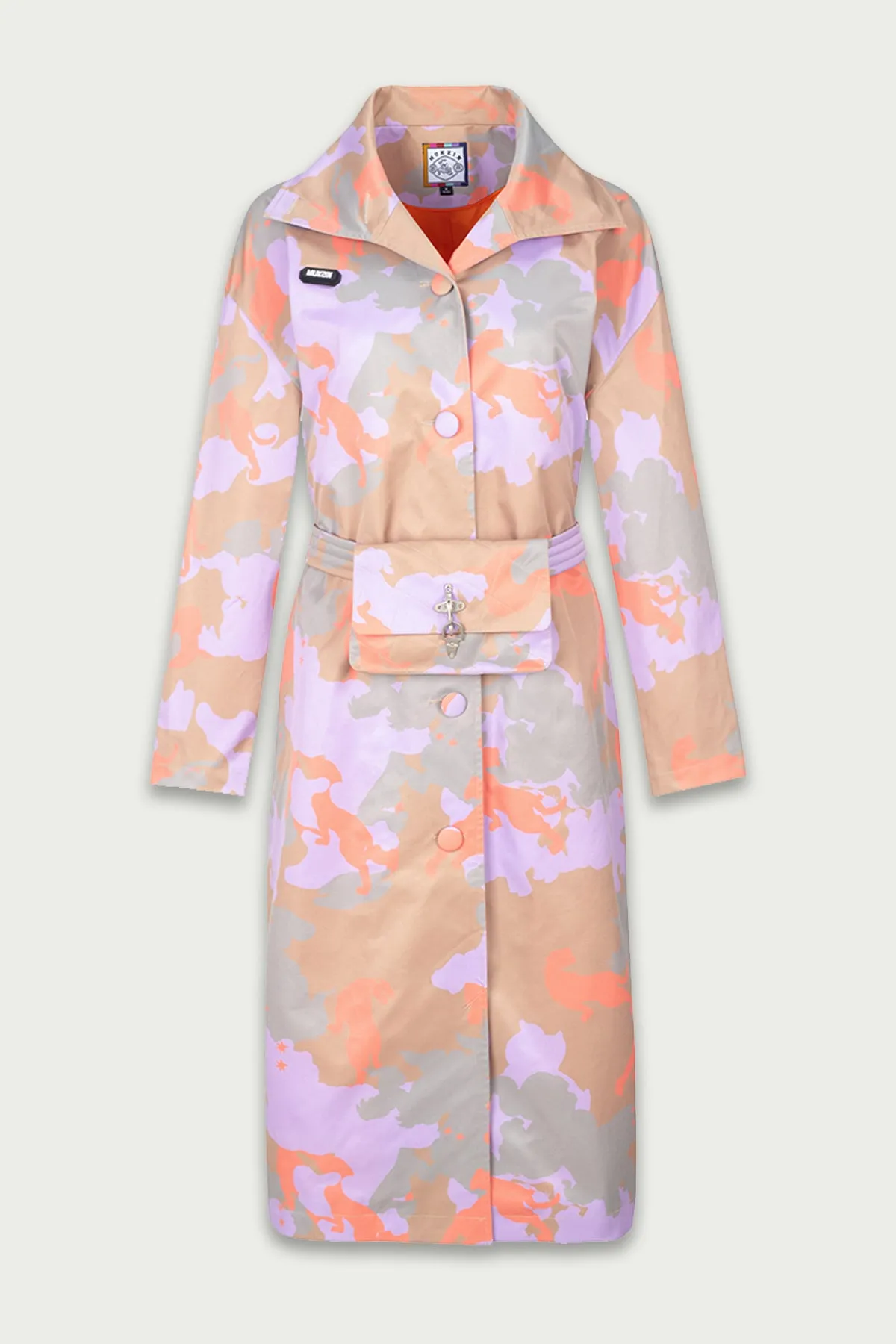 Mukzin | Detachable Belt Bag Print Trench Coat