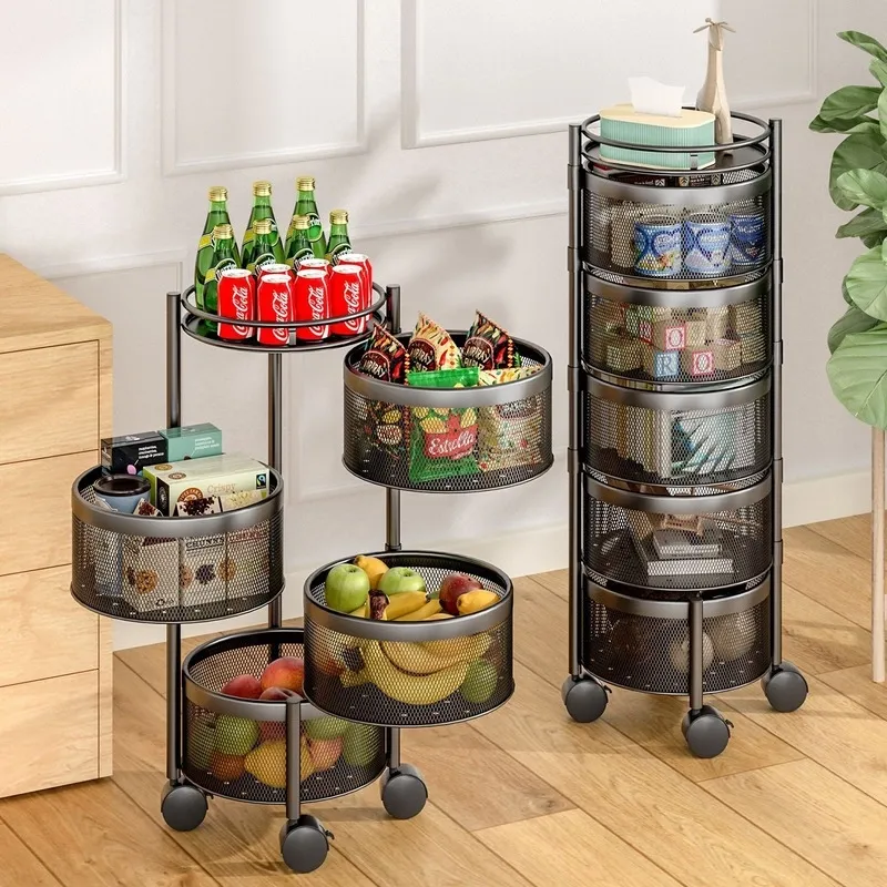 Multi-Layer Rotating Storage Rack For Kitchen With 5 Baskets