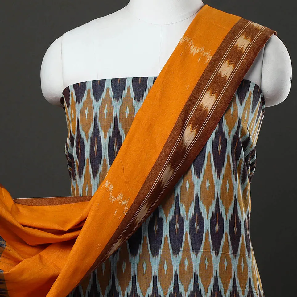 Multicolor - 3pc Handloom Pochampally Ikat Dress Material 29