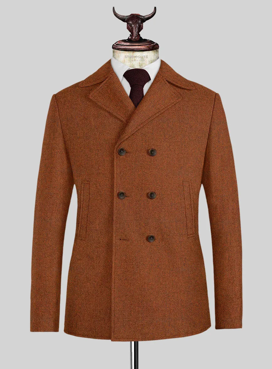 Naples Cosmic Tan Tweed Pea Coat