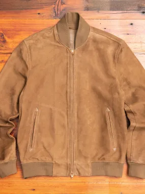 Nappa Suede Bomber Jacket in Beige