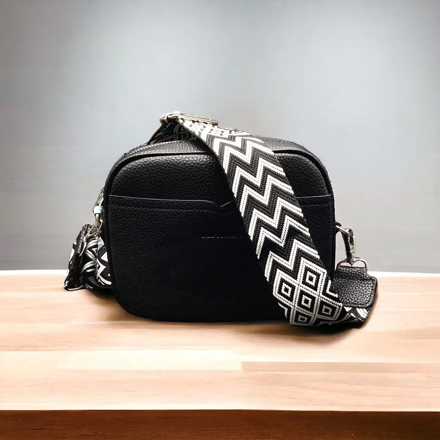 OldTribes™ Black Leather Crossbody Bag