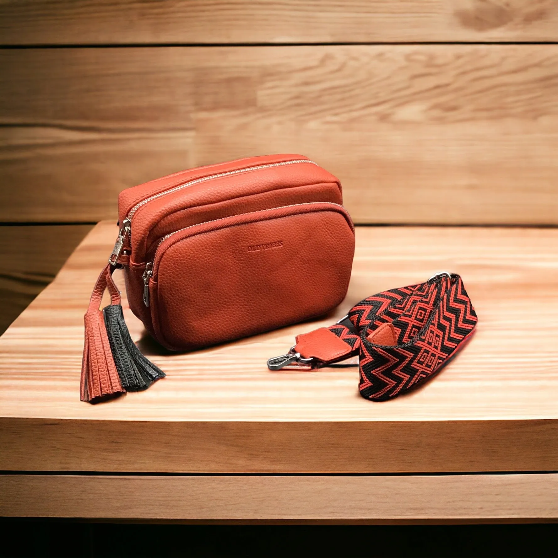 OldTribes™ Red Leather Crossbody Bag