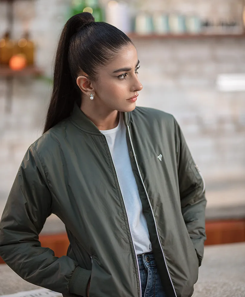 Olive Bomber Jacket (Women)