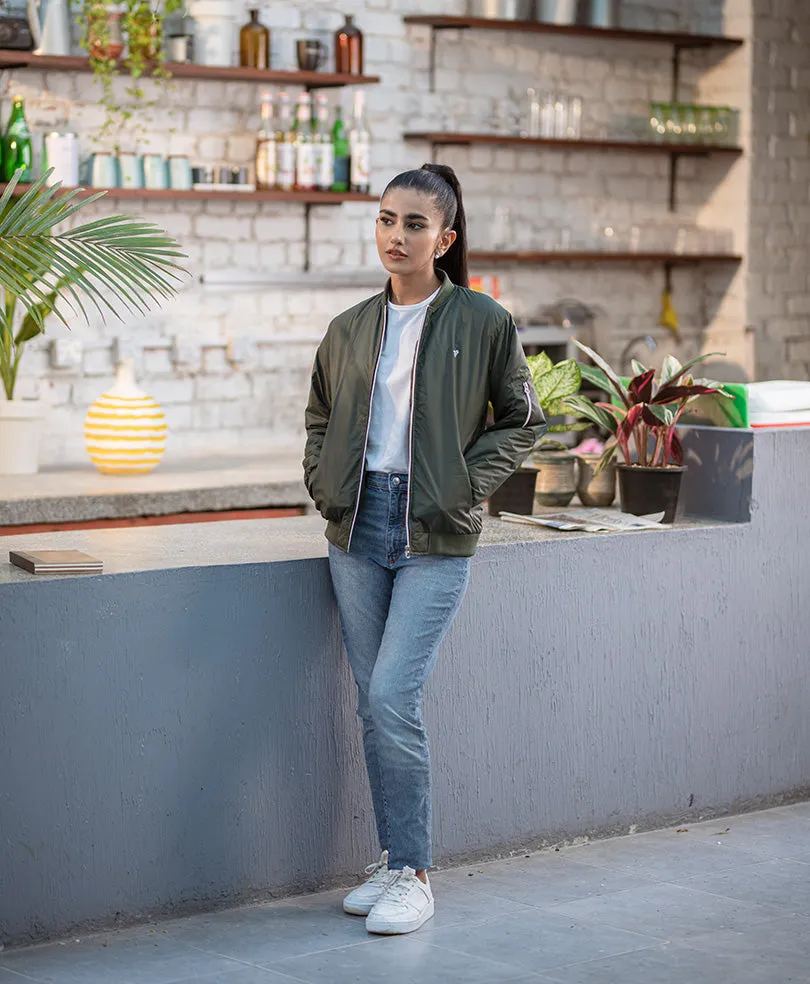 Olive Bomber Jacket (Women)