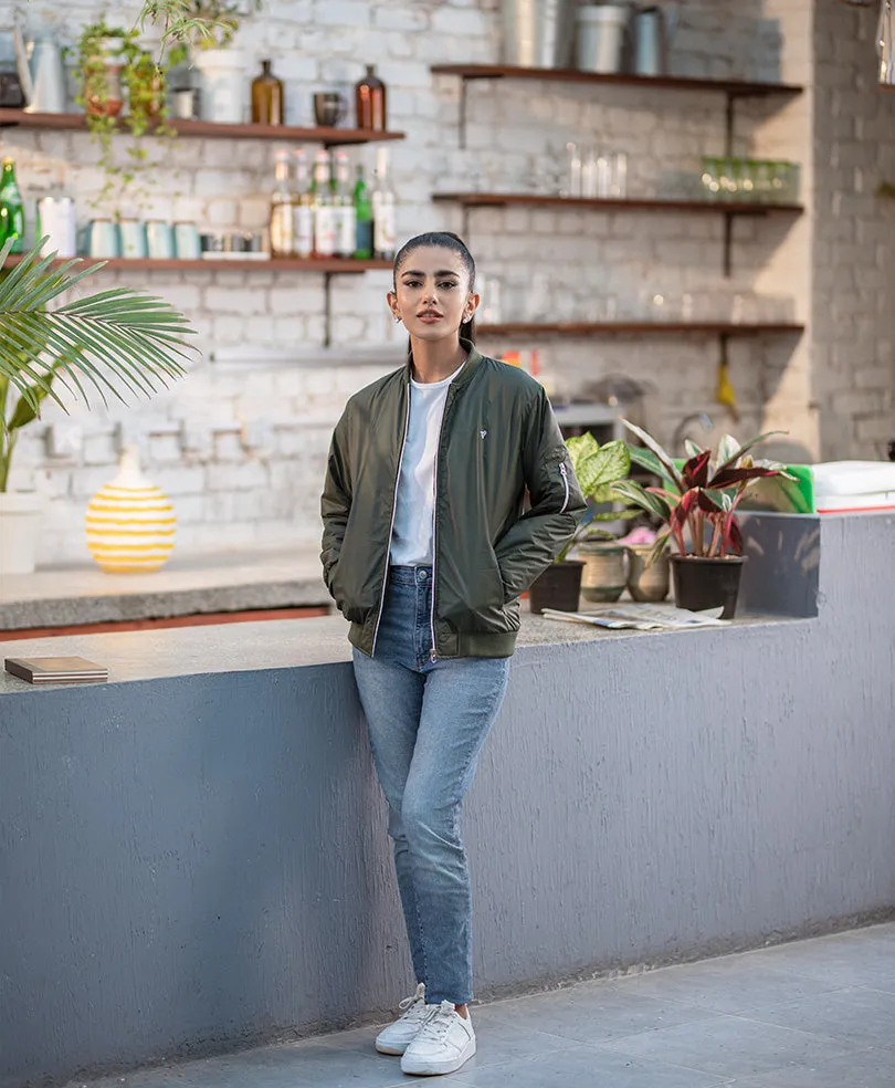 Olive Bomber Jacket (Women)