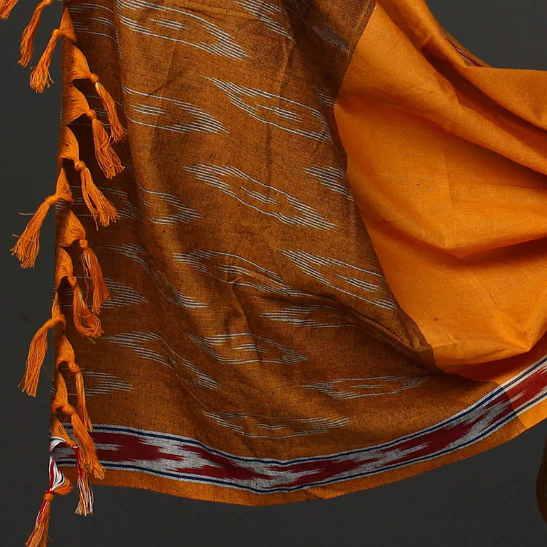 Orange - 3pc Cotton Handloom Pochampally Ikat Dress Material 02