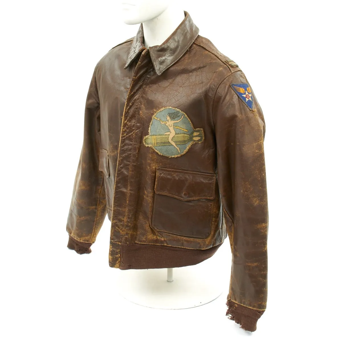 Original U.S. WWII B-25 Bomber Trouble Bruin A-2 Flight Jacket - 488th Bomb Squadron