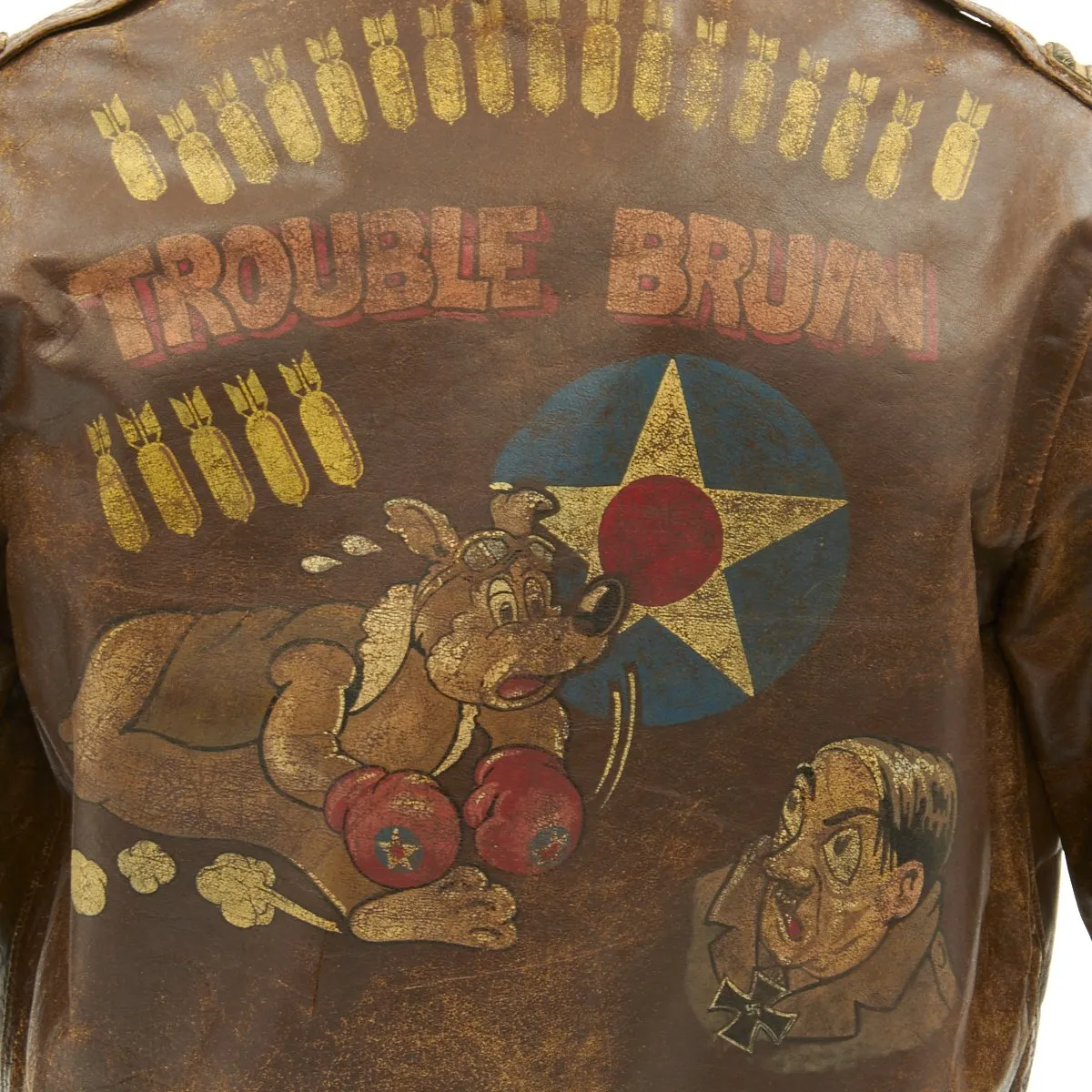 Original U.S. WWII B-25 Bomber Trouble Bruin A-2 Flight Jacket - 488th Bomb Squadron