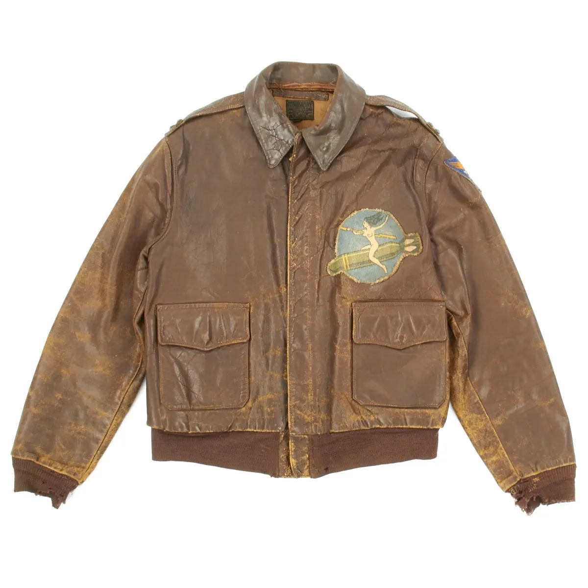 Original U.S. WWII B-25 Bomber Trouble Bruin A-2 Flight Jacket - 488th Bomb Squadron