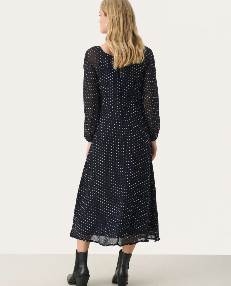 Part Two Lanka Navy Spot Midi Dress