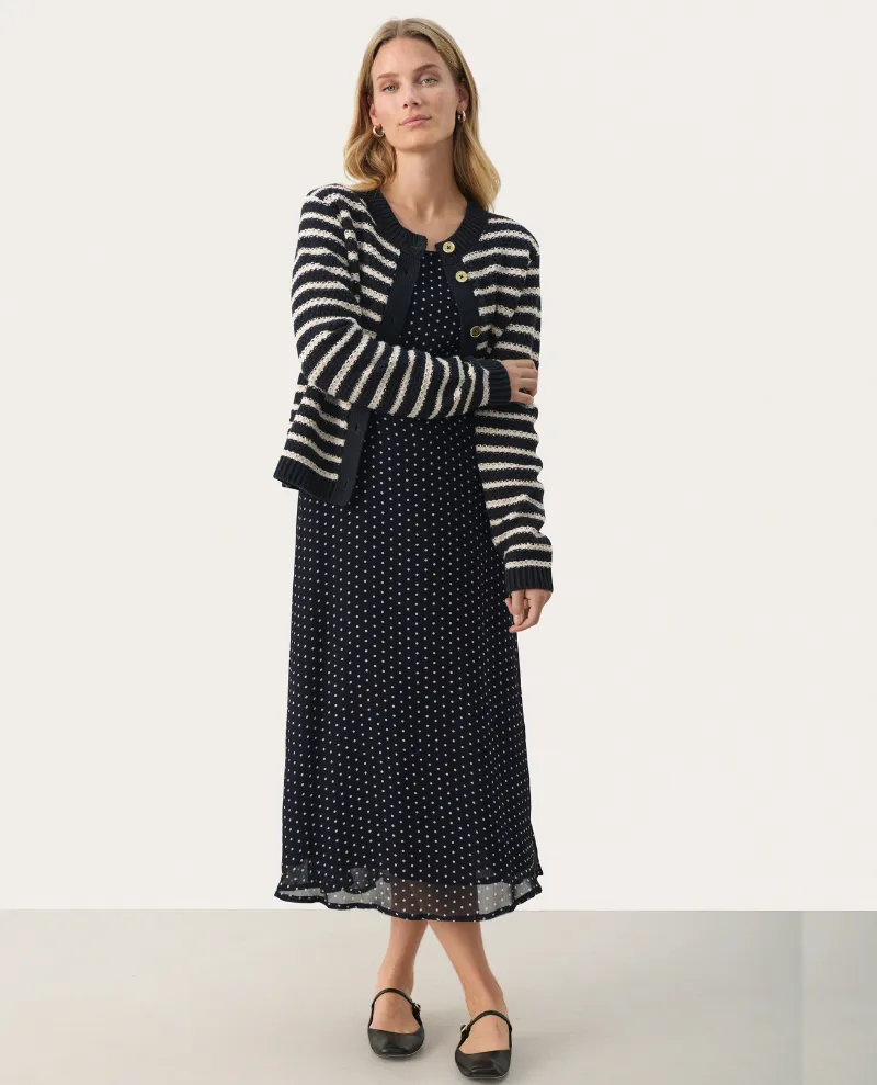 Part Two Lanka Navy Spot Midi Dress