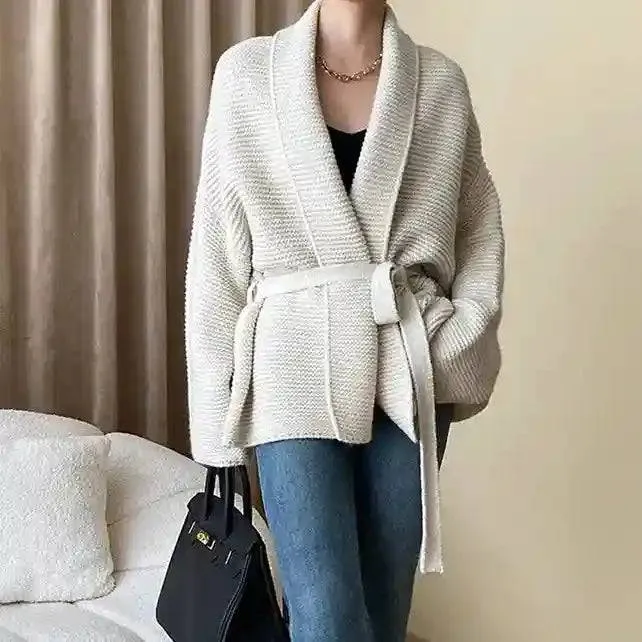 Paulina Long Sleeve Tie Wrap Knit Cardigan