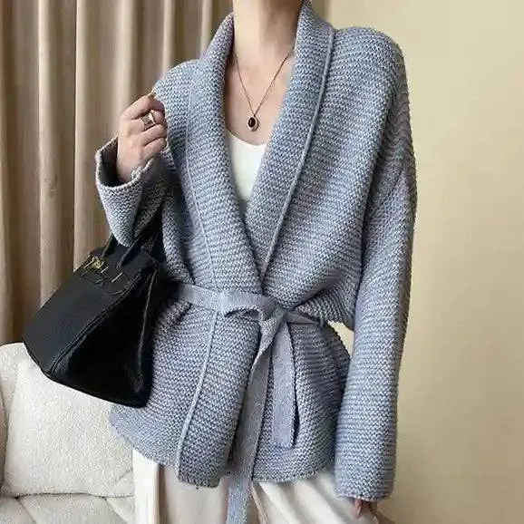 Paulina Long Sleeve Tie Wrap Knit Cardigan