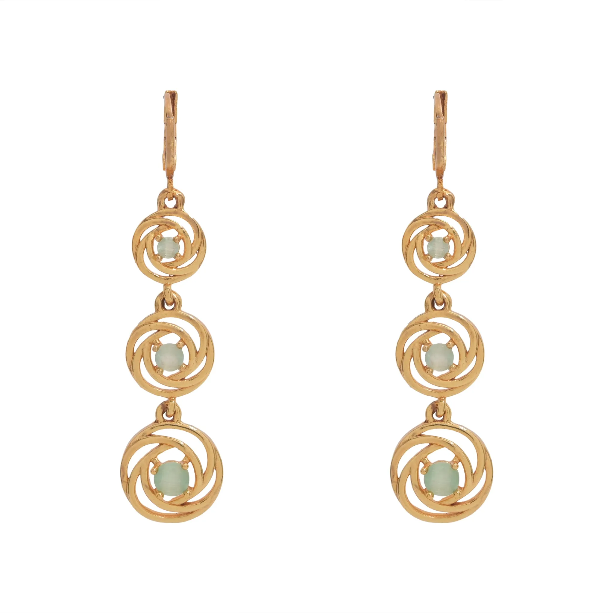 Perfect Circle Light Green Damond Earrings For Women