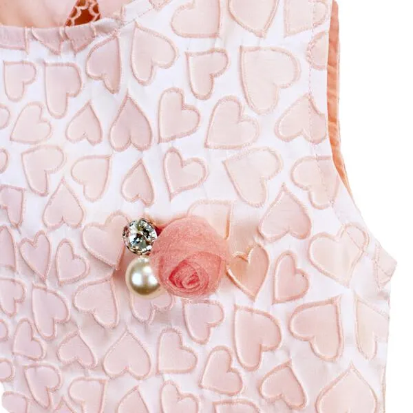 Pink Heart Brocade Dress w/ Brooch