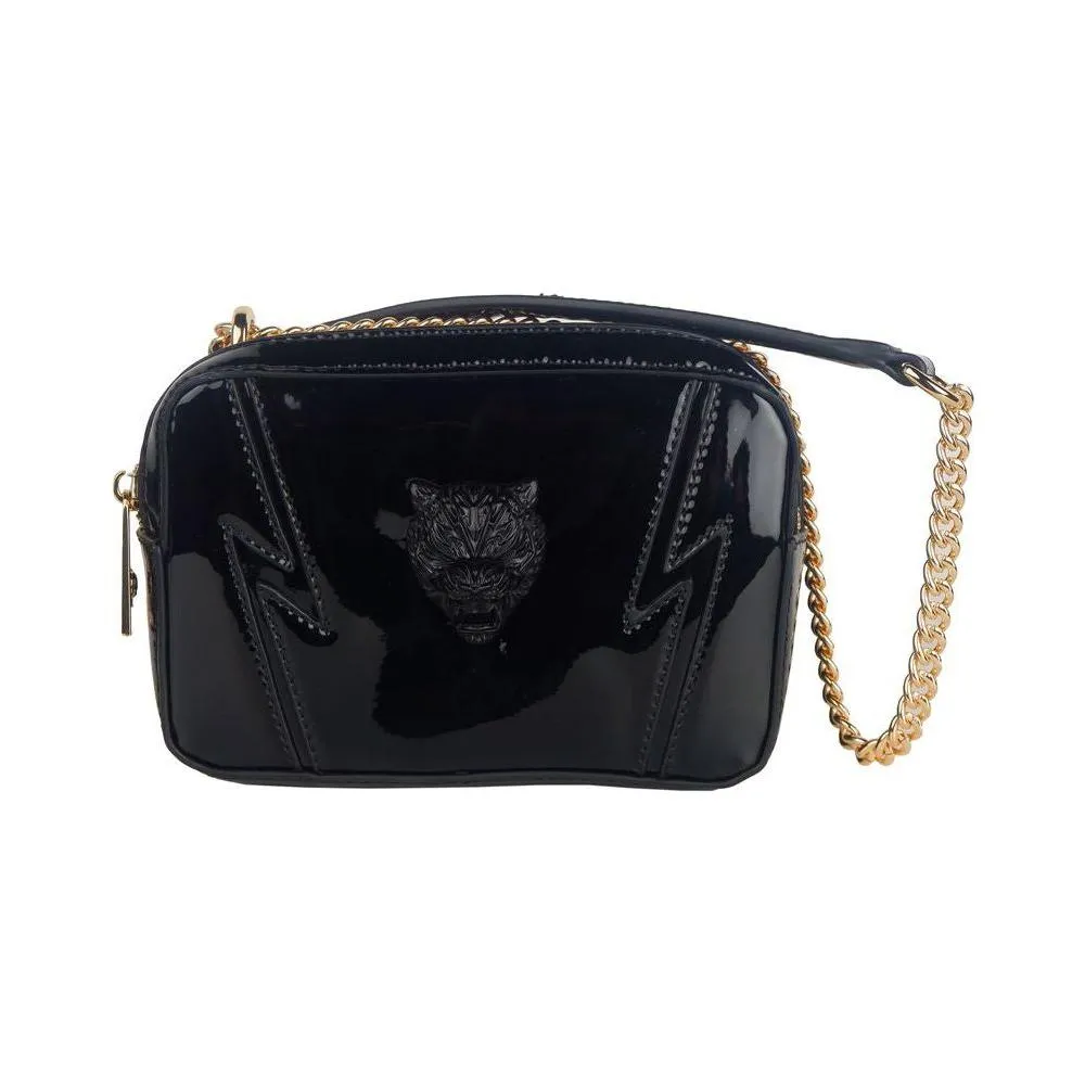 Plein Sport Elegant Black Chain Strap Shoulder Bag