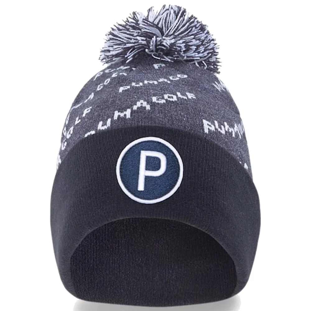 Puma P Removable Pom Beanie Hat - Navy Blazer/Bright White