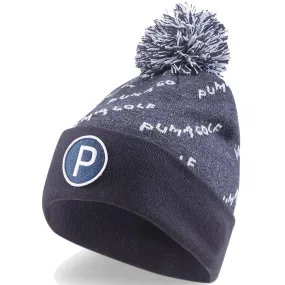 Puma P Removable Pom Beanie Hat - Navy Blazer/Bright White