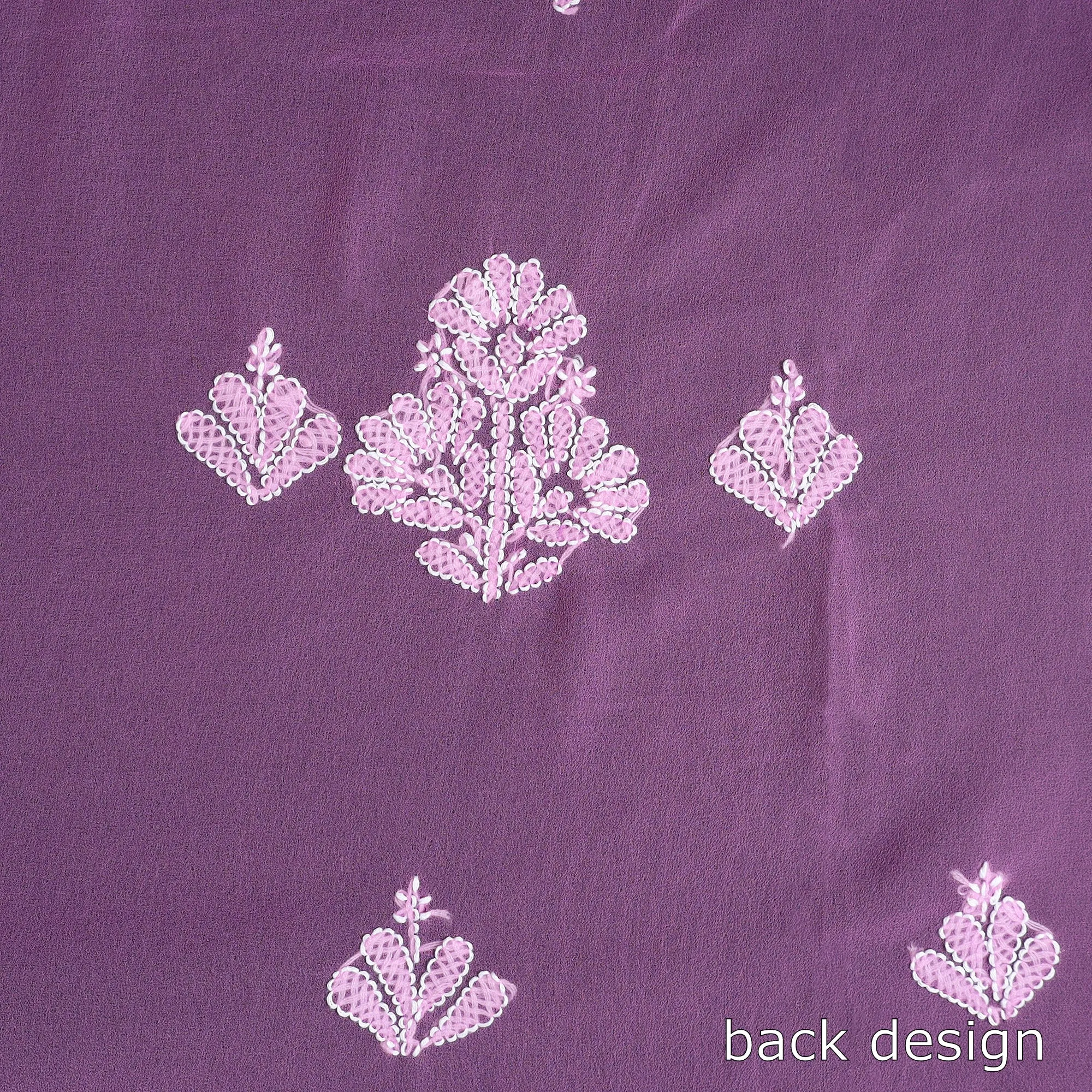 Purple - 3pc Hand Embroidery Georgette Chikankari Dress Material 01