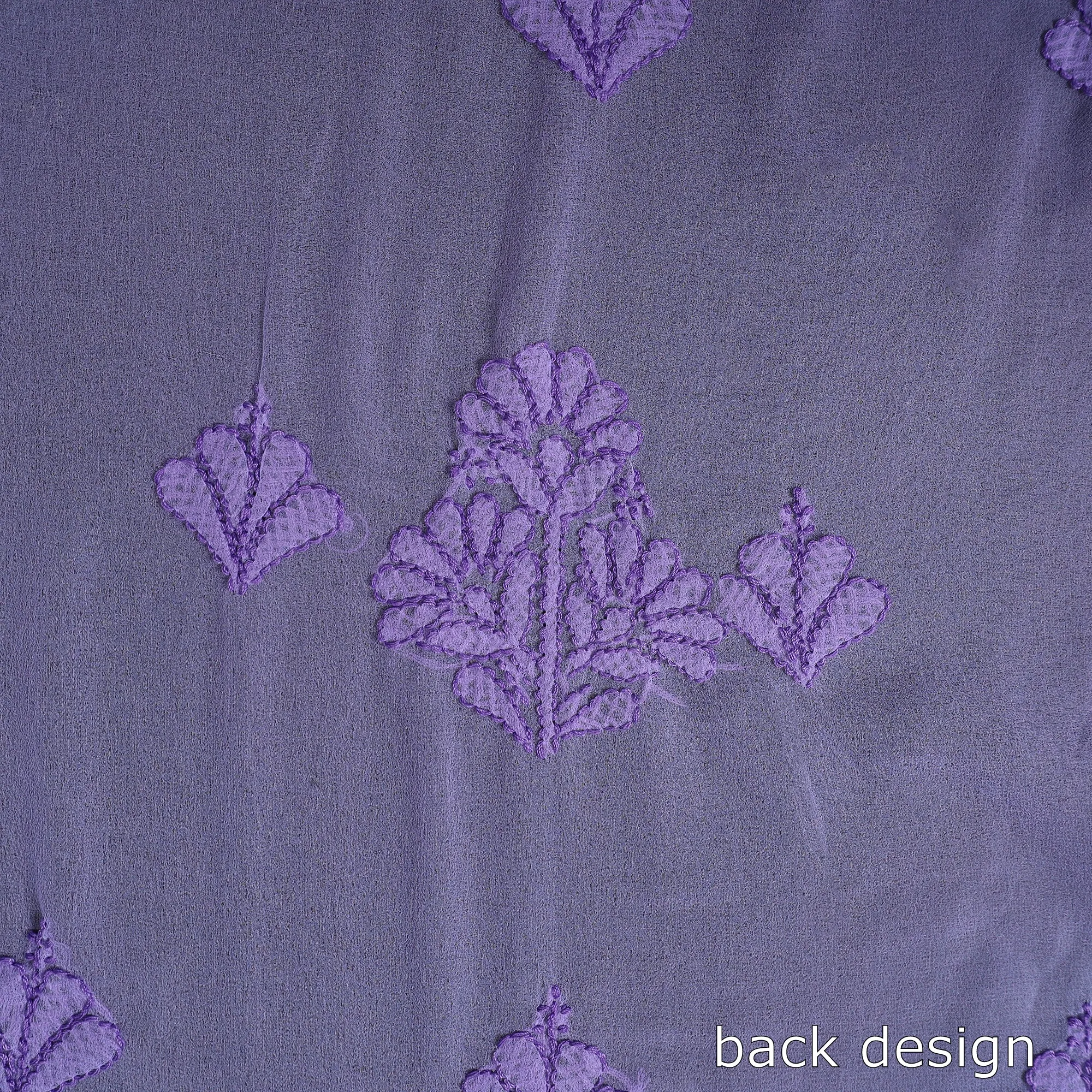 Purple - 3pc Hand Embroidery Georgette Chikankari Dress Material 20