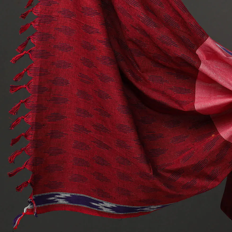 Red - 3pc Cotton Handloom Pochampally Ikat Dress Material 09