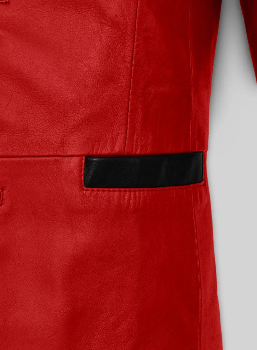 Red Hampton Leather Blazer