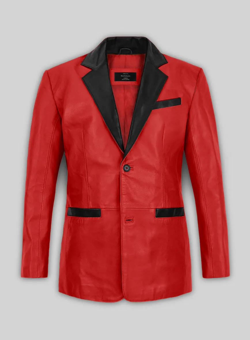 Red Hampton Leather Blazer