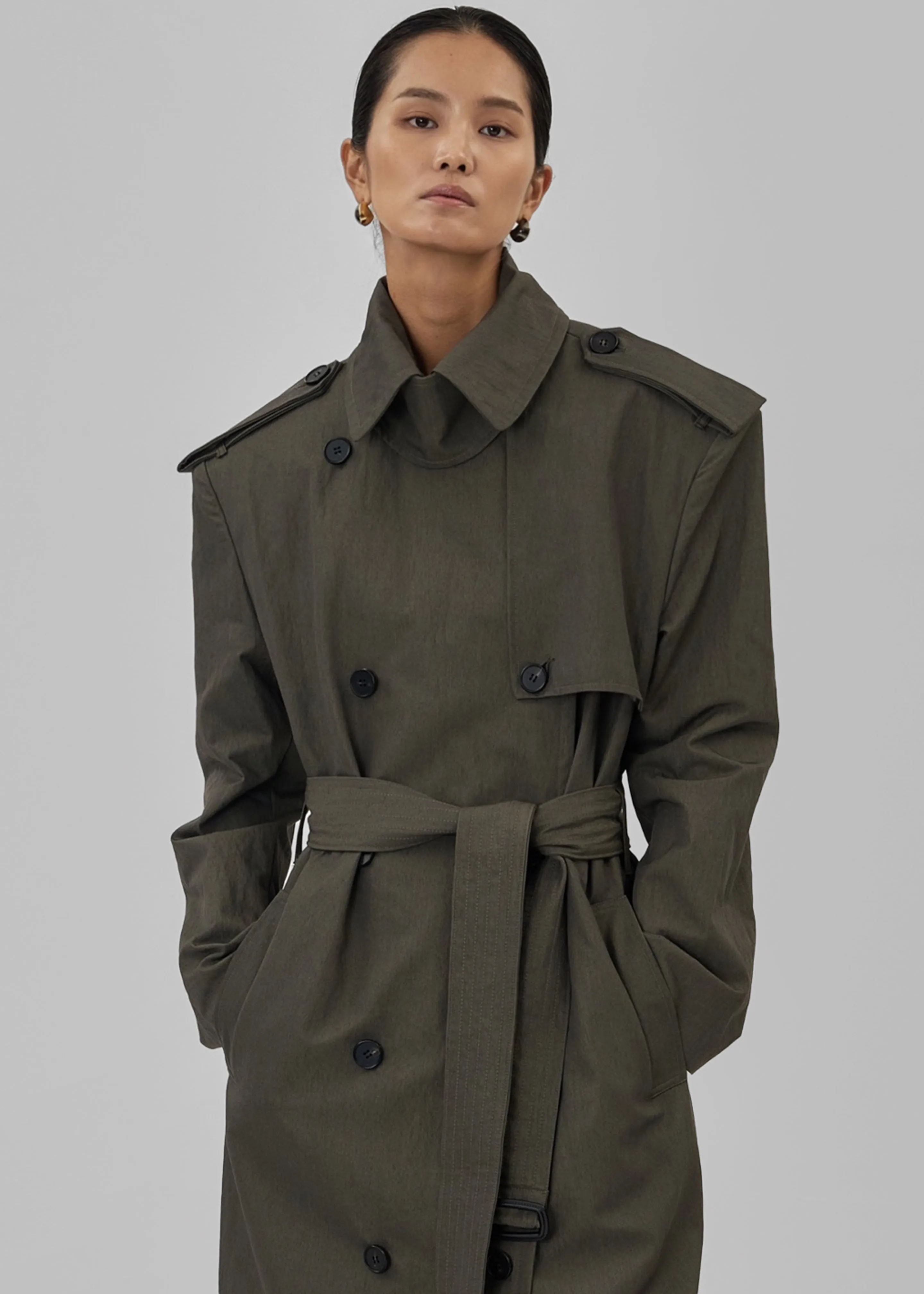 Rolen Trench Coat - Dark Olive