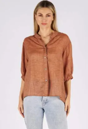 Romance Tan Linen Blouse