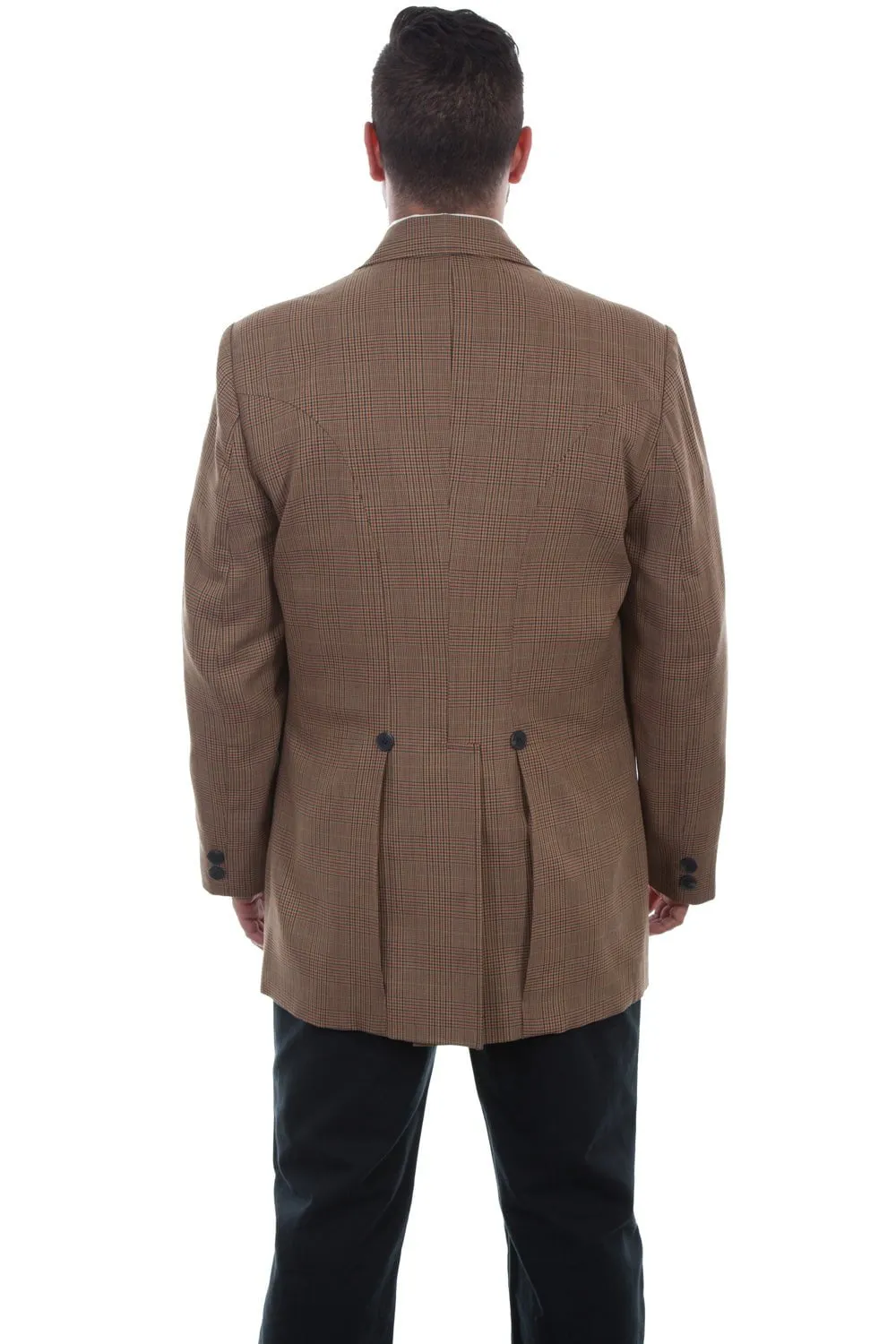 Scully Mens Plaid Town Tan Wool Blend Frock Coat