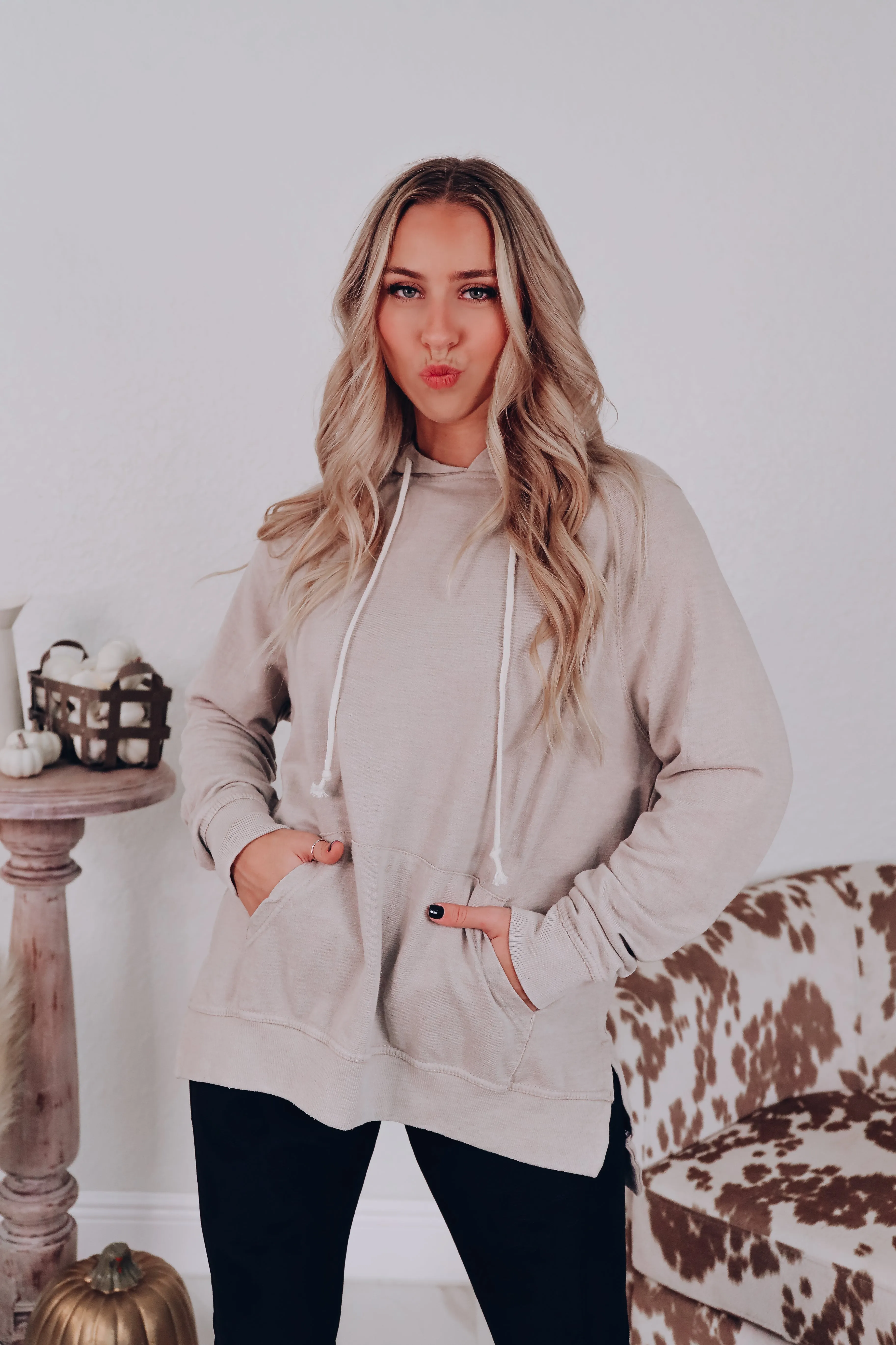 Second Nature Cozy Hoodie Top - Tan