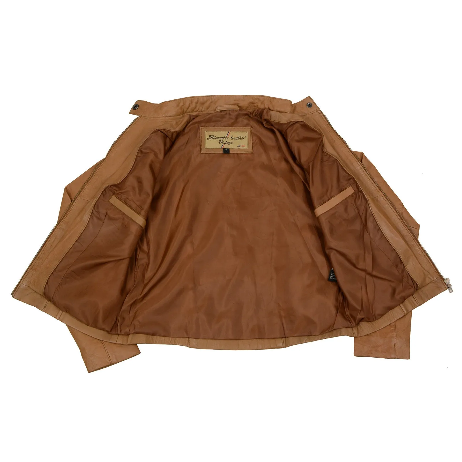 SFL2814 Cognac Women's Leather Moto Style Fashion Jacket