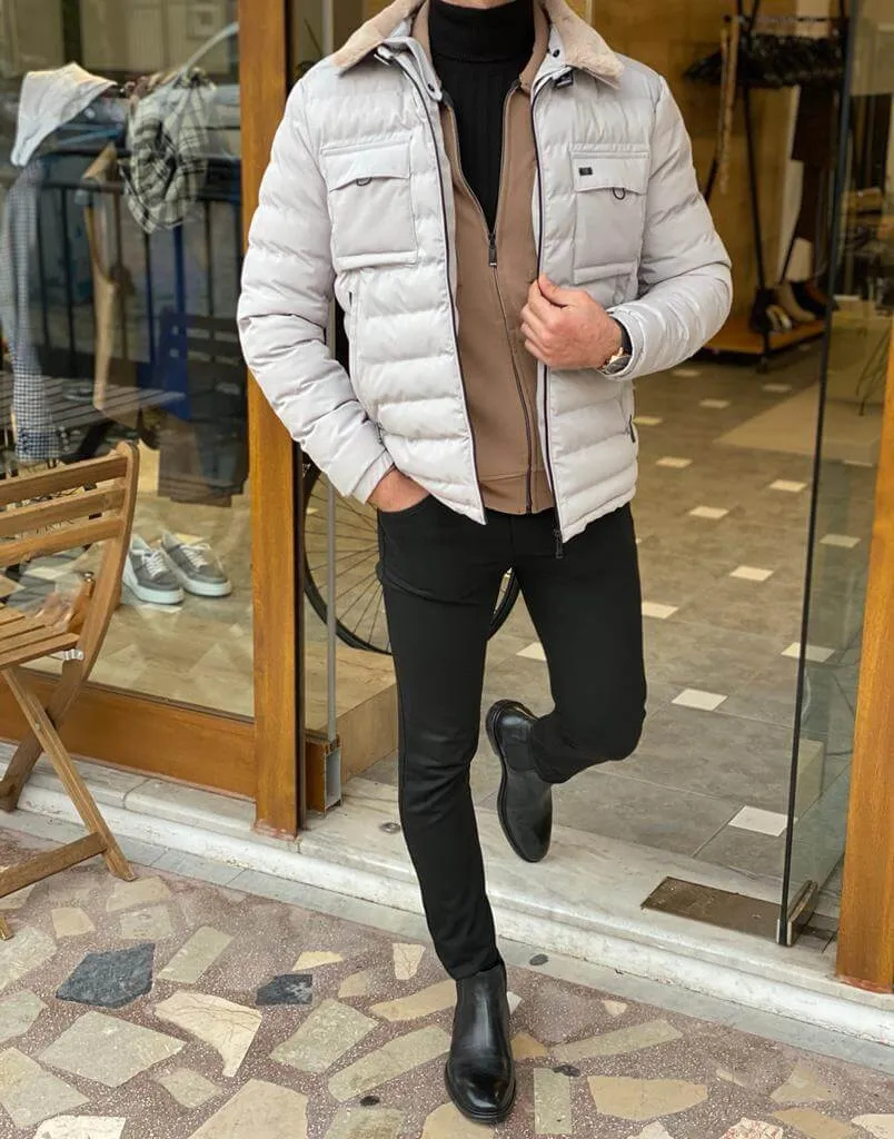 Slim Fit Gray Quilted Coat