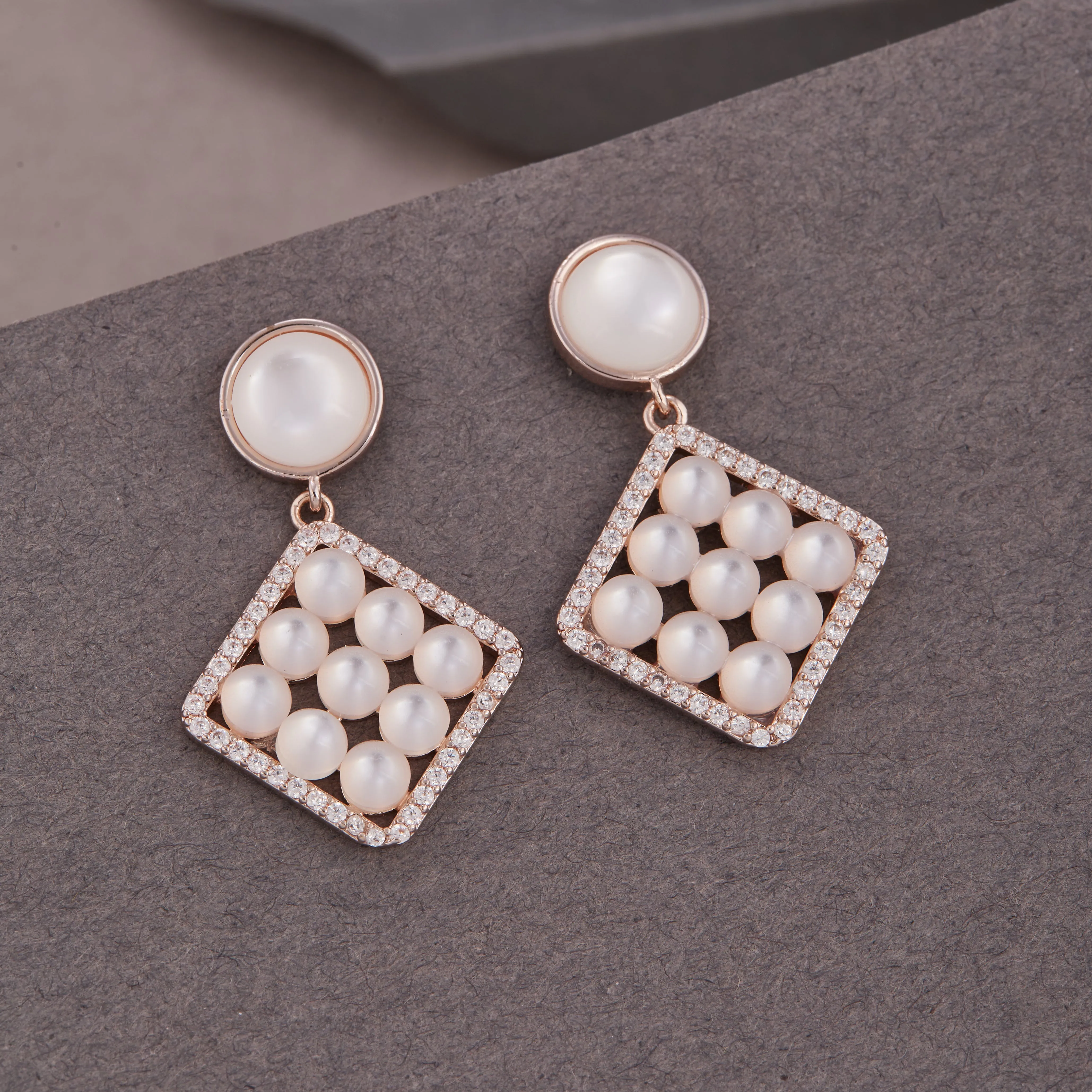 Square Pearl Earrings For Women