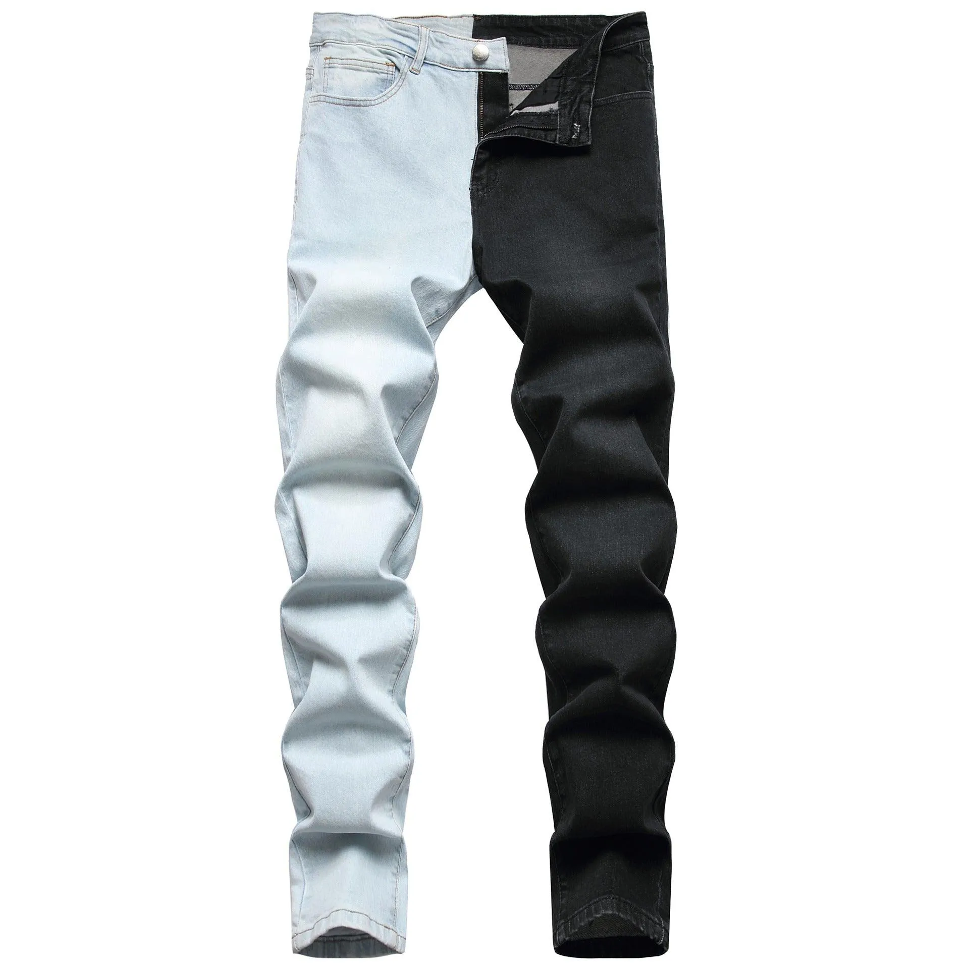 Stitching Jeans Fashion Trend Men's Micro-elastic Slim Fit