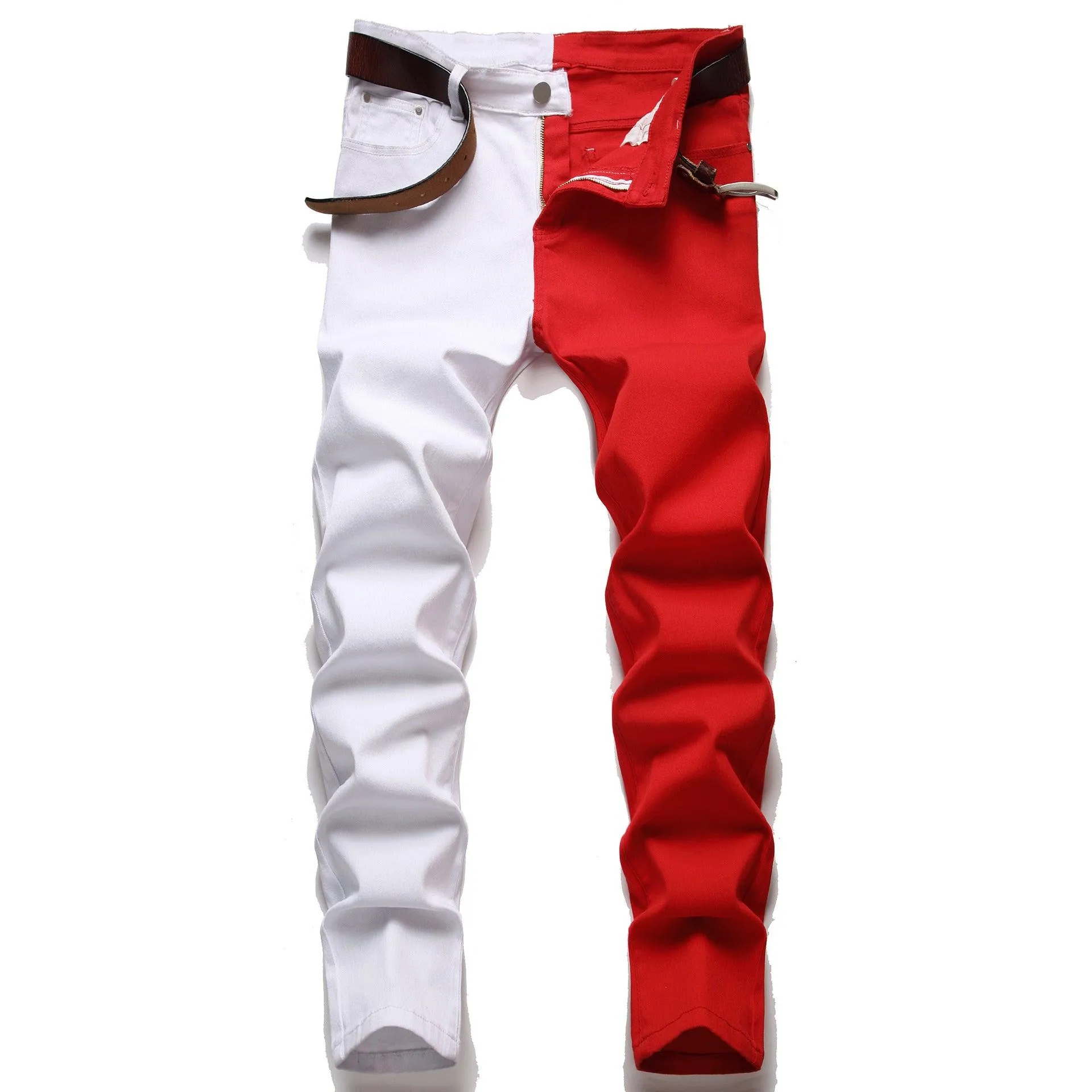 Stitching Jeans Fashion Trend Men's Micro-elastic Slim Fit