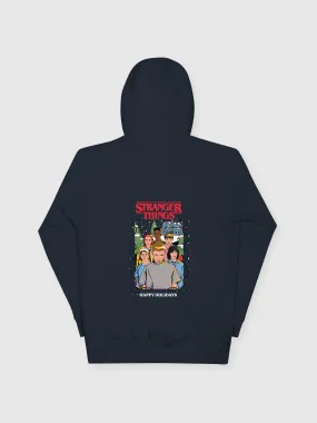 Stranger Things "Happy Holidays" Unisex Hoodie [Navy Blazer]