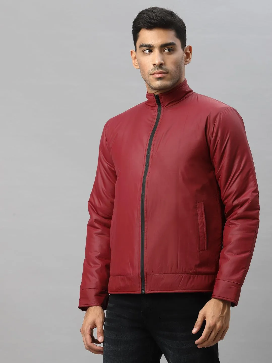 Style Quotient Men Maroon Biker Jacket