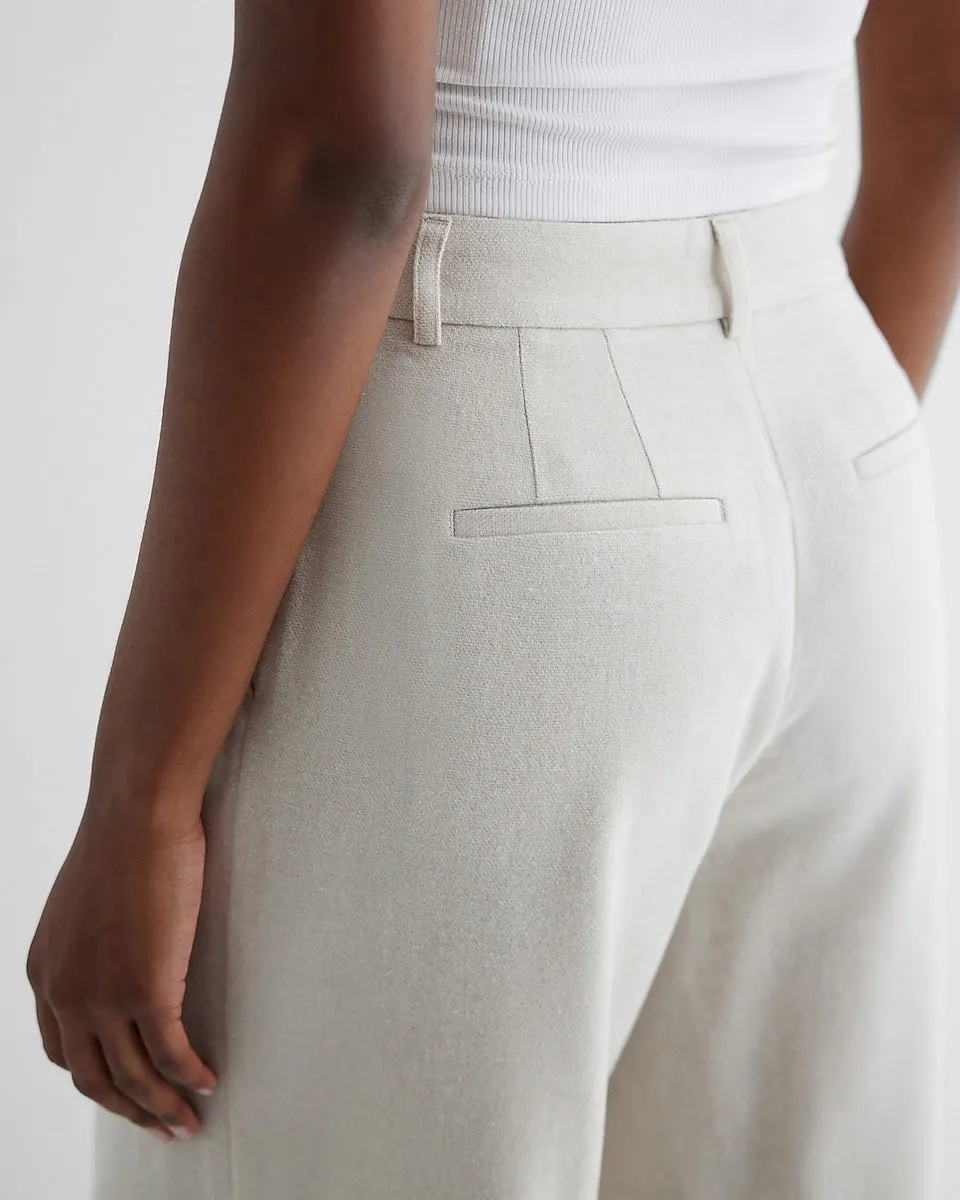 Stylist High Waisted Luxe Lounge Twill Cuffed Wide Leg Pant in Oatmeal Heather