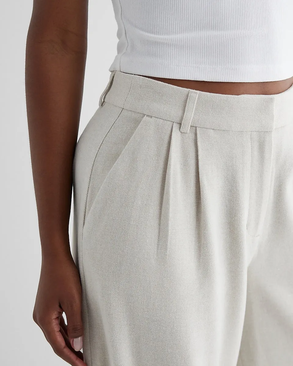 Stylist High Waisted Luxe Lounge Twill Cuffed Wide Leg Pant in Oatmeal Heather