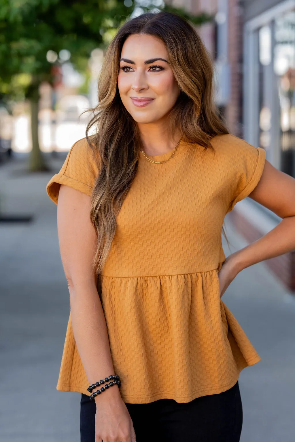 Subtle Checkered Peplum Tee