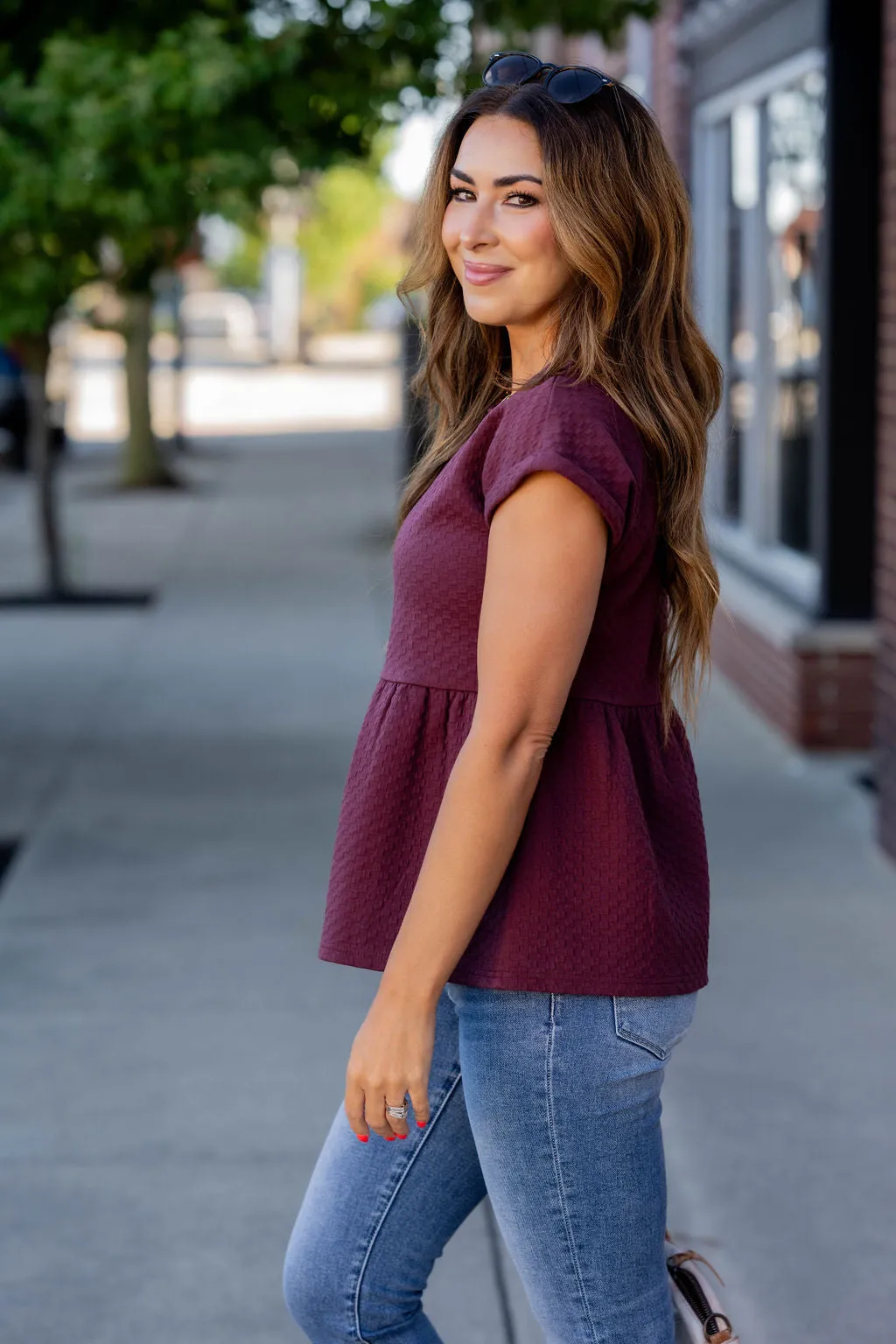 Subtle Checkered Peplum Tee