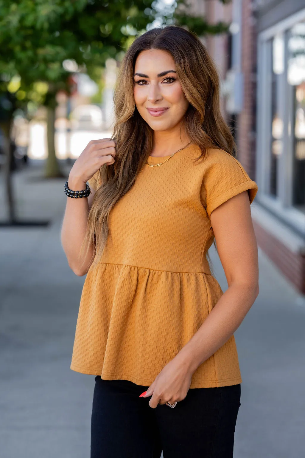 Subtle Checkered Peplum Tee