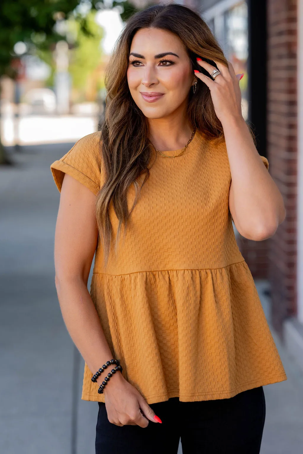 Subtle Checkered Peplum Tee