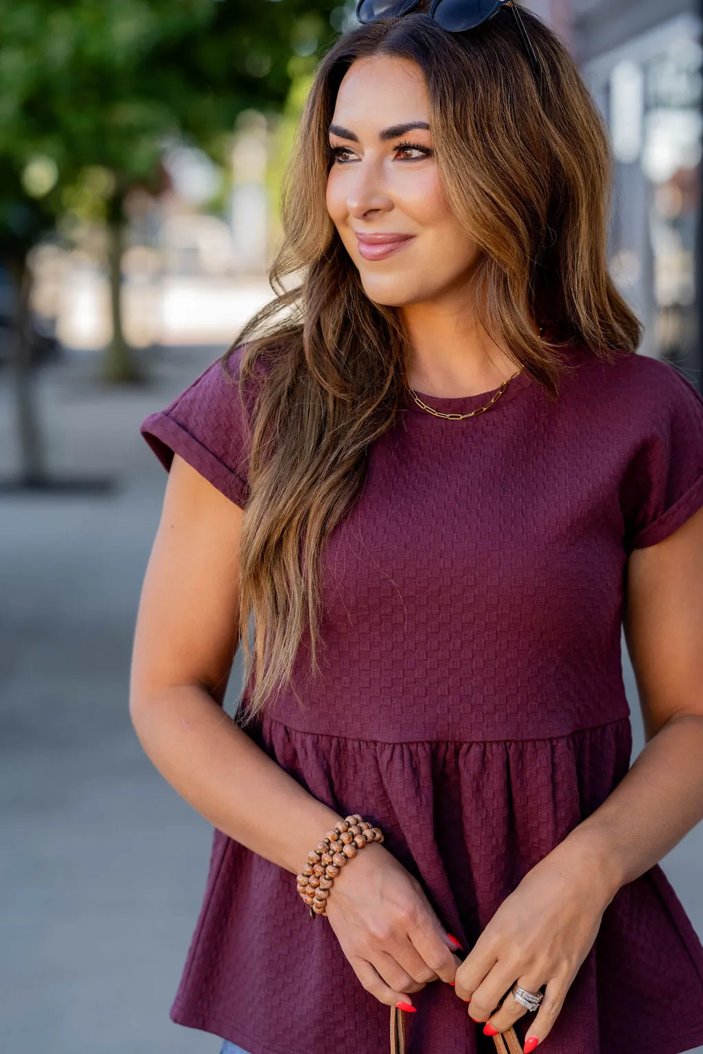 Subtle Checkered Peplum Tee