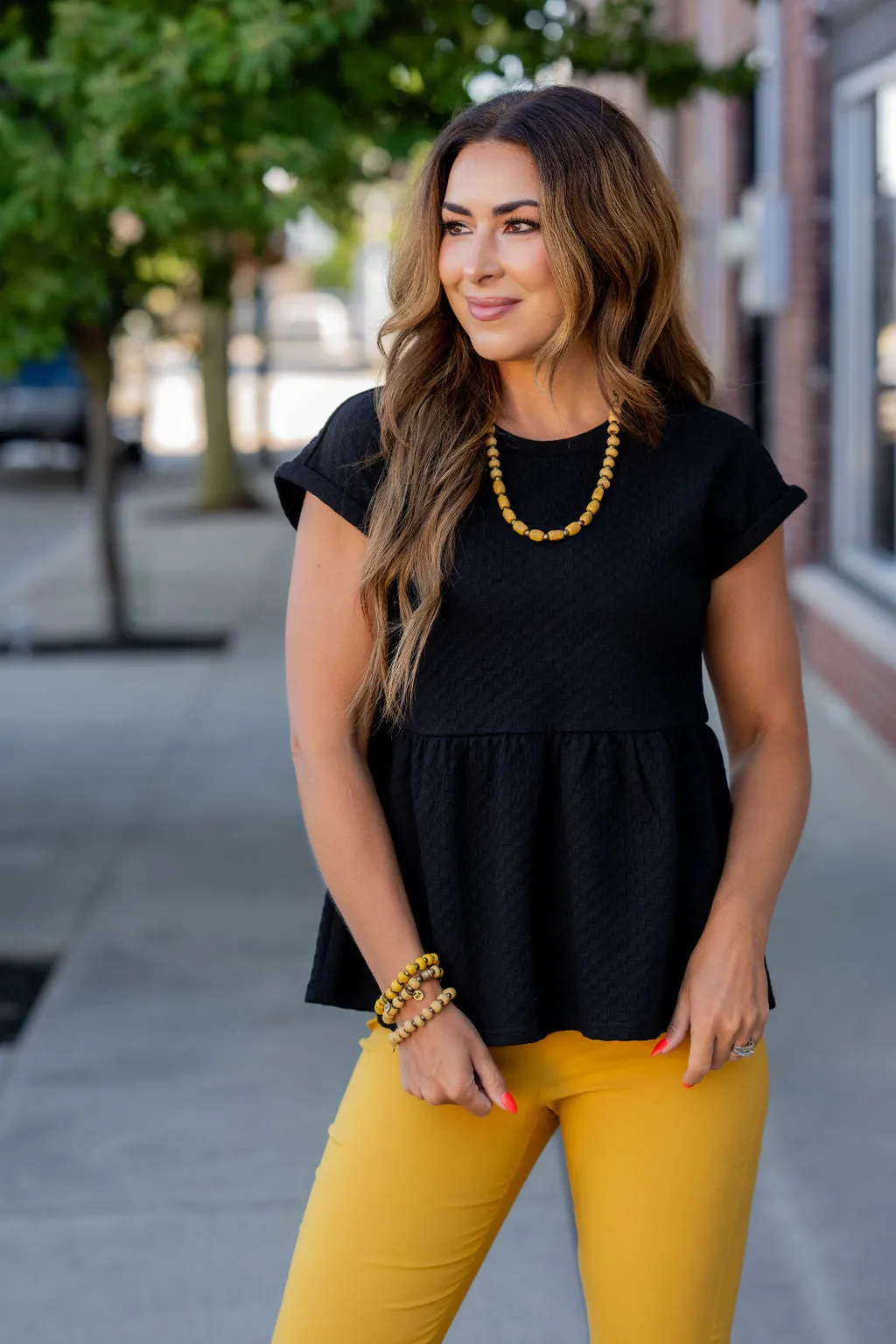 Subtle Checkered Peplum Tee