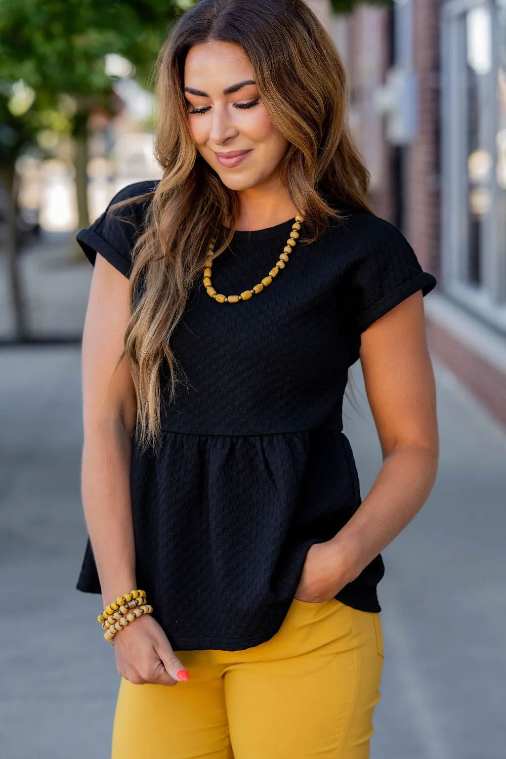 Subtle Checkered Peplum Tee